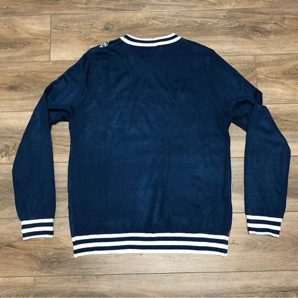 Tipsy Elves Ugly Sweater - Santa on the Roof Chimney - Blue Red White - Picture 2 of 7